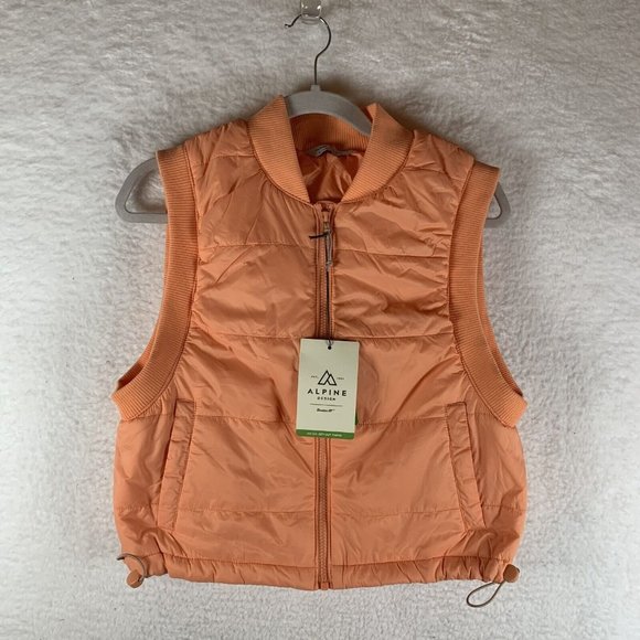 Alpine Design Puffer Vest Jacket Women's Small Orange Shortie Quilted 7172‎ - Picture 1 of 9